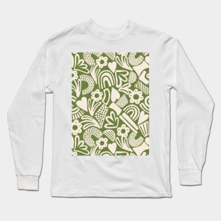 Tween spirit abstract flowers and rainbows in green Long Sleeve T-Shirt